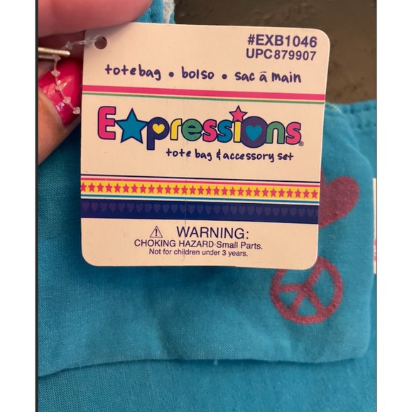 Mini Tote with Pouch-Embroidered and Glitter-Peace - Picture 14 of 15